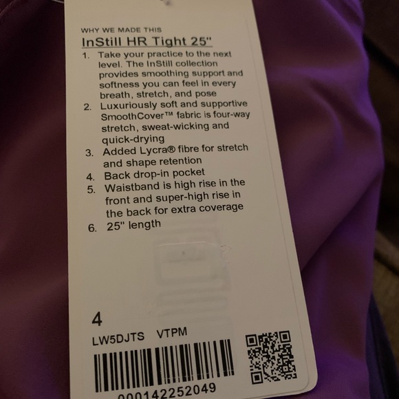 Lululemon InStill High-Rise Tight 25" SZ 4 NWT - Picture 5 of 5